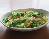 桜えびと菜の花と春キャベツのパスタ作り方4写真