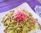 しょうが香る♡ひき肉キャベツ丼♪作り方7写真