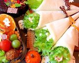 サンドらず ハロウィン弁当 花束風サンド作り方1写真