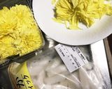 食用菊とイカの酢の物作り方1写真