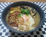 秋野菜と落とし卵のご馳走とろみめん作り方7写真