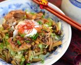 焼き鳥風キャベツたっぷり温玉ベジ丼作り方4写真