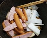 ナメコ、椎茸、ウインナー等の変テコ炒め～作り方4写真