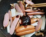 ナメコ、椎茸、ウインナー等の変テコ炒め～作り方6写真