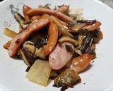ナメコ、椎茸、ウインナー等の変テコ炒め～作り方8写真