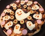 ハロウィン☆フライパンでおばけの黒いピザ作り方8写真