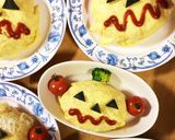 かぼちゃの皮で＊ハロウィンデコオムライス作り方5写真