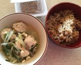 つみれたっぷりの濃厚白湯鍋の納豆雑炊作り方1写真