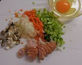 ブロッコリーの枝葉　入り　炒飯、ピラフ作り方3写真