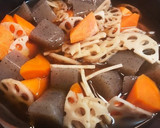 簡単！お弁当◎れんこんと蒟蒻の煮物作り方4写真