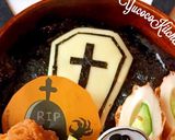 ハロウィンR.I.P 唐揚げ海苔弁当作り方2写真