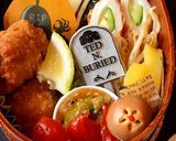 ハロウィンR.I.P 唐揚げ海苔弁当作り方3写真