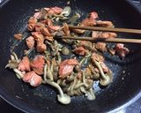 きのこと秋鮭の味噌クリームパスタ作り方4写真