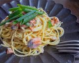 きのこと秋鮭の味噌クリームパスタ作り方7写真