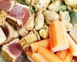 グレープフルーツの鶏とマグロのサラダ作り方3写真