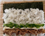 豚しぐれ煮きゅうりマヨ海苔巻き❤弁当にも作り方4写真