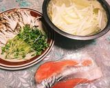 鮭と玉ねぎとしめじのしょうがポン酢蒸し♡作り方1写真