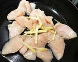 減塩☆鶏胸肉、生姜、大葉の酒蒸し作り方3写真