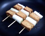 厚揚げネギ串焼き　ごまじゃがこぶおろし餡作り方1写真