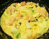 チンゲン菜と鶏肉のクリームコーン煮作り方7写真