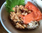 納豆とサーモン切り落とし丼作り方2写真