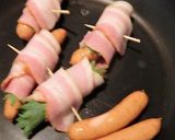 大葉入りウインナーのベーコン巻きおかず作り方3写真
