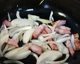 ベーコン・玉ねぎ・ふんわり卵のパスタ作り方2写真