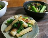 山芋と小松菜のペペロンチーノ風♪作り方5写真