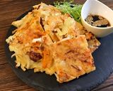 カリッとモチッと♡海老もやしチーズチヂミ作り方4写真