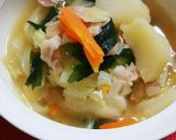 生姜入り。大根とじゃが芋の中華スープ。作り方5写真