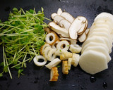簡単！長いもと豆苗のマヨ醤油炒め作り方1写真
