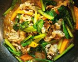 小松菜と牛肉の焼肉のタレマヨ焼き♪作り方5写真
