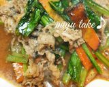 小松菜と牛肉の焼肉のタレマヨ焼き♪作り方6写真