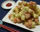 魚肉ソーセージのコロコロかき揚げ作り方5写真