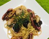タコとしいたけの和風パスタ作り方7写真