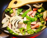 レモン風味☆厚切りハムと野菜のソース炒め作り方3写真