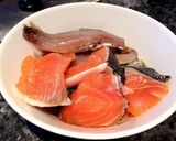 サーモンとアジの麺つゆ漬け作り方1写真
