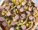 ピザ生地にお好みソースを☆お好み焼きピザ作り方5写真