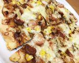 ピザ生地にお好みソースを☆お好み焼きピザ作り方8写真