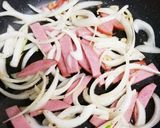 玉ねぎとホタテ、厚切ハムのガチソース炒め作り方5写真