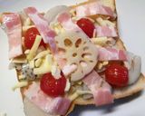 トマト×蓮根×ベーコンのトースト作り方6写真