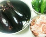 鶏もも肉とナス、ピーマンの辛味噌炒め作り方1写真