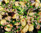 旨辛❤なすとニラと挽き肉のラー油炒め作り方5写真