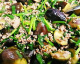 旨辛❤なすとニラと挽き肉のラー油炒め作り方6写真
