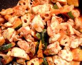 鶏胸肉=かぼちゃ=蓮根❤麻婆ソース炒め作り方8写真