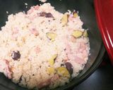 staubでサツマ＆ベーコンの炊込みご飯作り方4写真