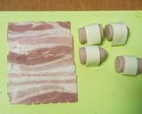 魚肉ソーセージのチーズベーコン巻き作り方2写真
