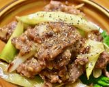 牛こまと長ネギのにんにく味噌バター炒め作り方7写真