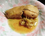 生姜の薄切りを入れて、カレイの煮つけ作り方5写真