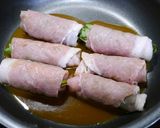 簡単！クレソンほうれん草肉巻きカルピス煮作り方3写真